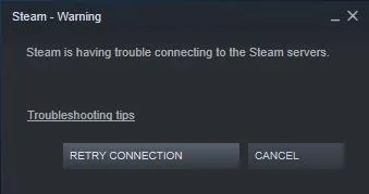 Steam is having trouble connecting to the Steam servers error.